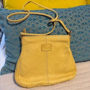 Vintage Fossil Leather Crossbody Purse Bag Yellow
